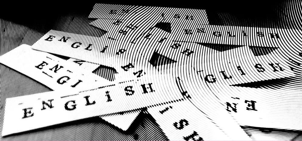 English for art Education - paper with 'English' prented onto it