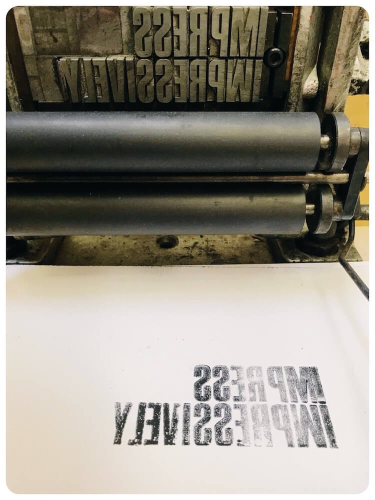 sketchbook english - close up of print machine