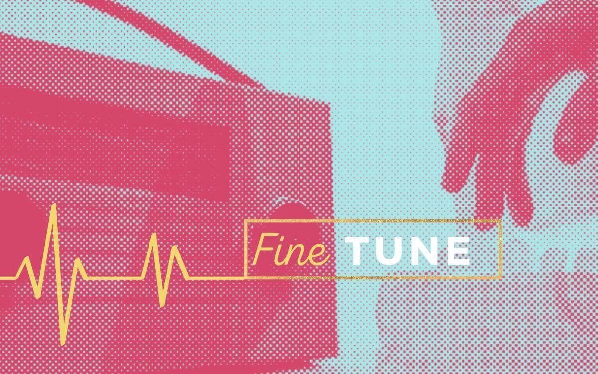graphic for 'fine tune' with hand and radio